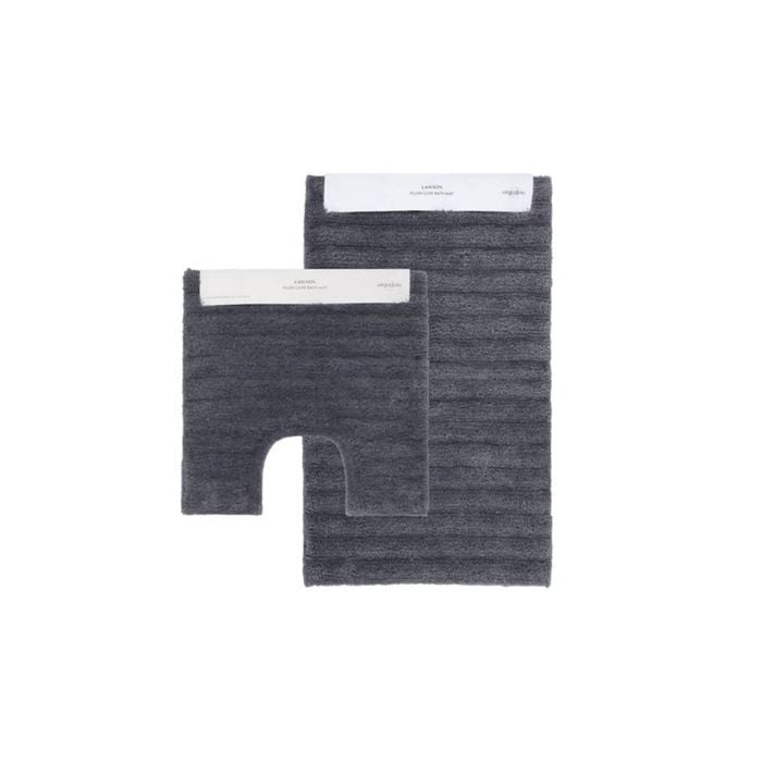 Algodon Lawson Plush Bath Mat 2 Piece Set - Ebony