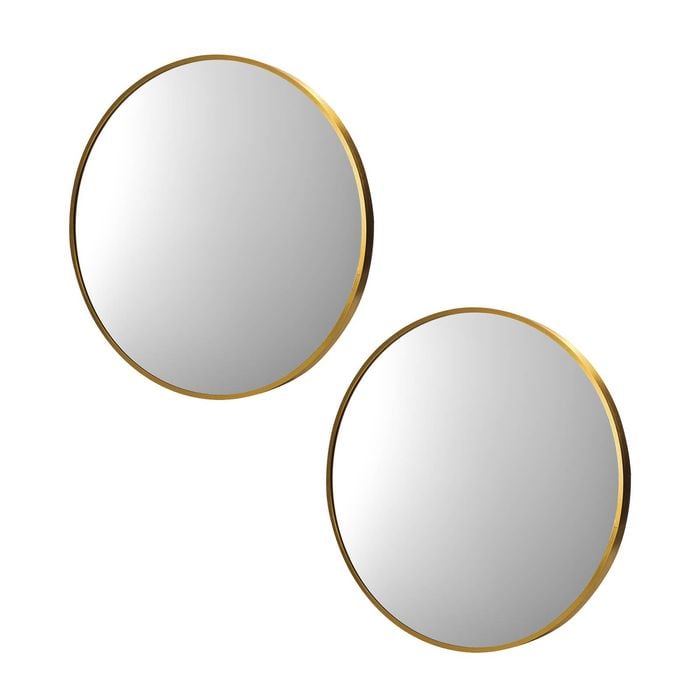 Oikiture Wall Mirrors Round 80cm Gold Set of 2 Home Decor
