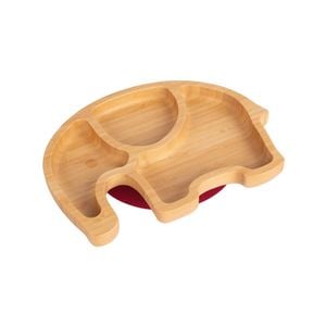 Tiny Dining Children's Bamboo Elephant Plate with Suction Cup - Segmented Design - 24cm