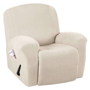 Smarcute Recliner Cover 1 Piece Jacquard Stretch Fabric Slip Resistant Sofa Cover Natural