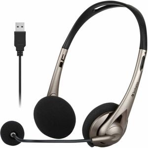 Verbatim Wired Over-the-head, On-ear Stereo Headset - Grey - Binaural - Supra-aural - 32 Ohm - 20 Hz To 20 Khz