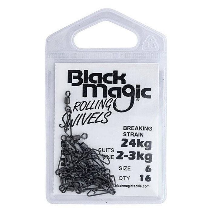 Black Magic Rolling Swivel With Snap Small Pack 23kg (24kg Breaking Strain)