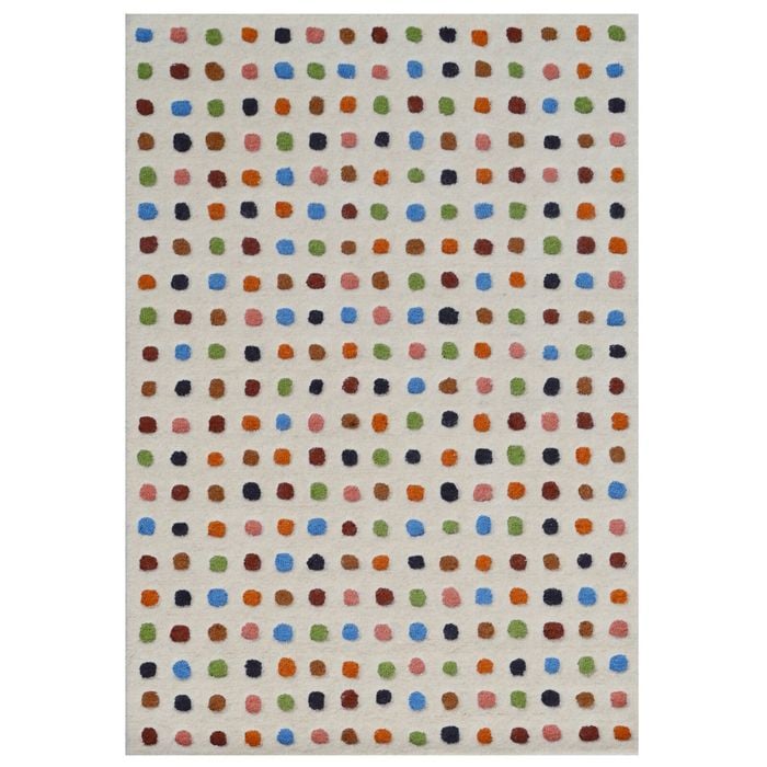 Handtufted Wool Rug-dot 6449-ivory/multi-110x160cm