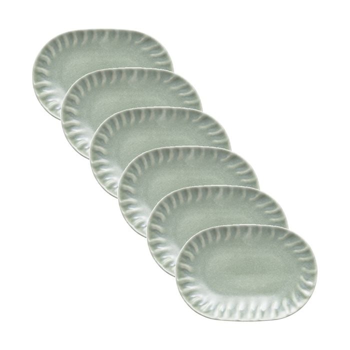 6pk Ecology Ritual Rippled Porcelain Toast Tray Willow Green 21.5x15cm