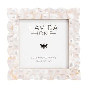 Lvd 5x5 Inch Scallop Mop Shell Picture/photo Frame Iridescent 15.24x15.24x1.27cm