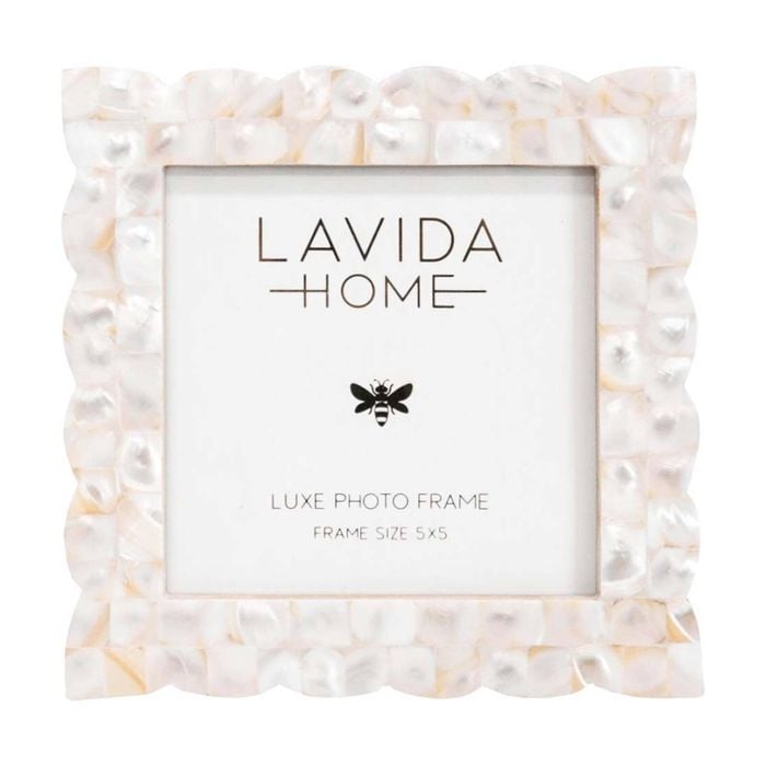 Lvd 5x5 Inch Scallop Mop Shell Picture/photo Frame Iridescent 15.24x15.24x1.27cm