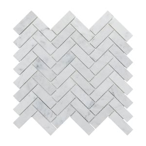 Decor8 Tiles 305 x 325 x 10mm White Marble Herringbone Carrara Mosaic Tile