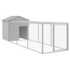 vidaXL Chicken Coop Chicken Cage with Run Hen House Light Grey Galvanised Steel