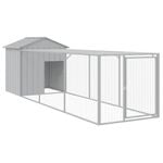 vidaXL Chicken Coop Chicken Cage with Run Hen House Light Grey Galvanised Steel