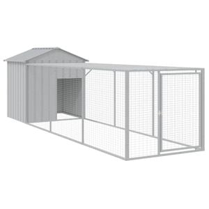 vidaXL Chicken Coop Chicken Cage with Run Hen House Light Grey Galvanised Steel