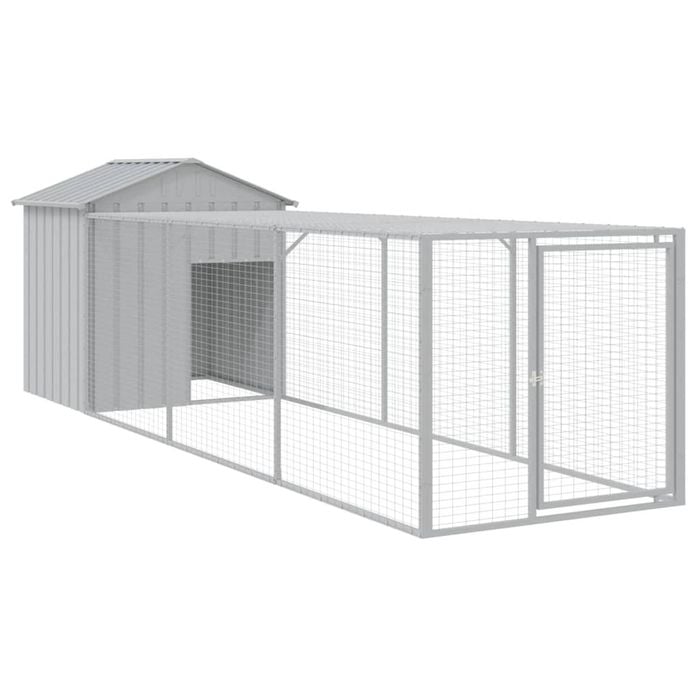 vidaXL Chicken Coop Chicken Cage with Run Hen House Light Grey Galvanised Steel