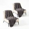 SOGA 2 Pack Grey Flannel Polyester Throw Blanket 150x200cm