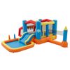 Keezi Inflatable Kids Pool Play Park Trampoline Volleyball Net with Blower Balls 4mx4.37m
