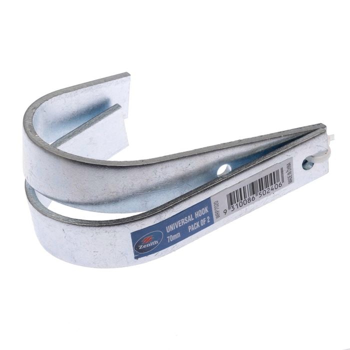 Zenith 70mm Zinc Plated Universal Hook - 2 Pack