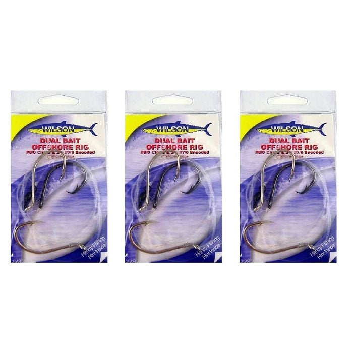3x Wilson Live Dual Bait Offshore Rig 8/0Circle&2x7/0 Snooded Paternoster