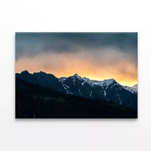 Mountain Range Covered In Snow  Print 100% Australian Made 75 x 50cm  (Stretched)