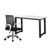 Oikiture Home Office Desk and Chair Set BK&WH Gaming Desk Mesh Office Chair