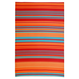 Fab Habitat 90x179cm Multicoloured Striped Malibu Recycled Plastic Reversible Outdoor Rug
