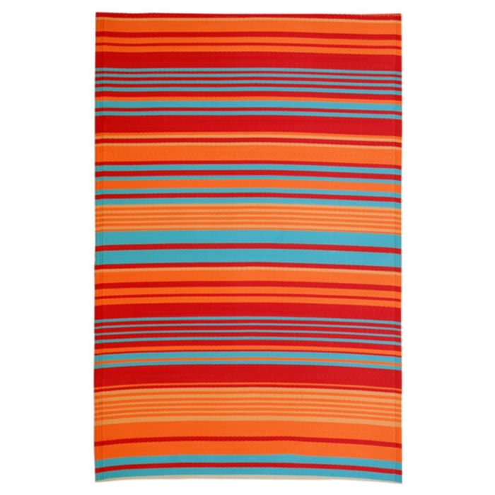 Fab Habitat 90x179cm Multicoloured Striped Malibu Recycled Plastic Reversible Outdoor Rug