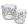 LVD 2pc Round 41/53cm Drum Table Home Decor Set - White Wash