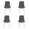 Pack of 4 | Cozy Upholstered Dining Chair | Natural Legs - Grey Fabric