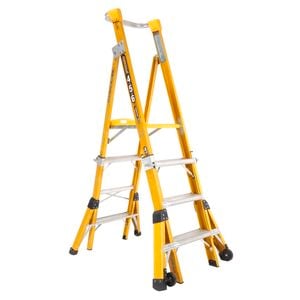 Gorilla 1.2-1.8m 150kg Fibreglass Adjustable Platform Ladder