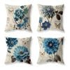 Catzon 4 Pcs Vintage Floral Pillow Covers Cotton Linen Pillowcases for Couch-A