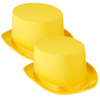2x SATIN TOP HAT Costume Party Cap Fancy Dress Trilby Fedora One Size Yellow