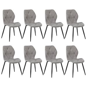 Oikiture Dining Chairs Set of 8 Velvet Grey
