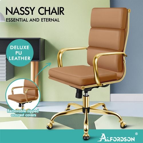ALFORDSON Office Chair High Back Brown Bunnings Australia