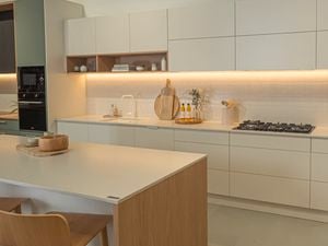 Indoor area -Kitchen - bench top - cream tiles splashback - Medium