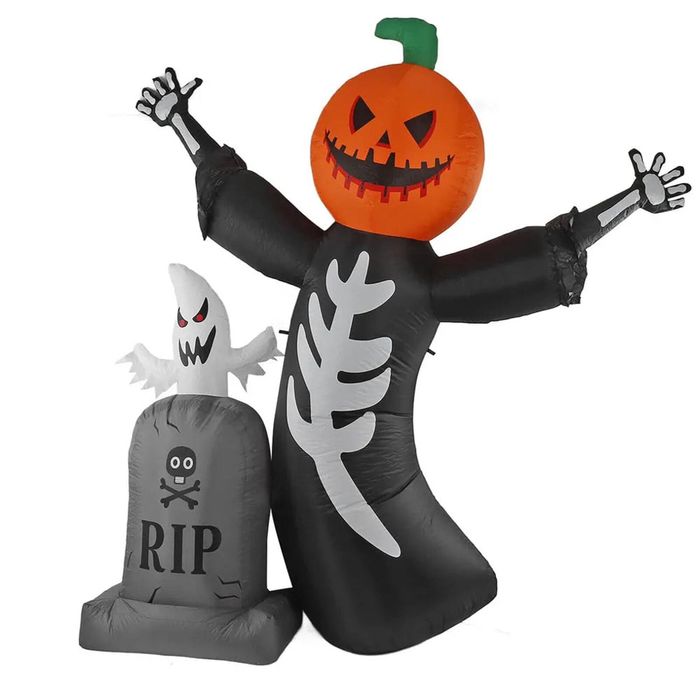 Lifebay Inflatable Pumpkin Skeleton Halloween Yard Decor -  8FT