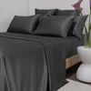 Bedding Co. Flat Sheet 100% Mulberry Silk 22 Momme Dark Grey Super King