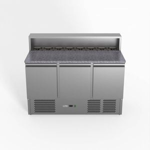 Fed-x Three Door Salad Prep Fridge With Marble Top  - Pizza Prep Fridges (xgns1300e)