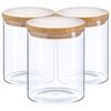 Argon Tableware Glass Storage Jar - Wooden Lid - 750ml - Modern Round Scandi Organisation Container Glass Jar - Set Of 3