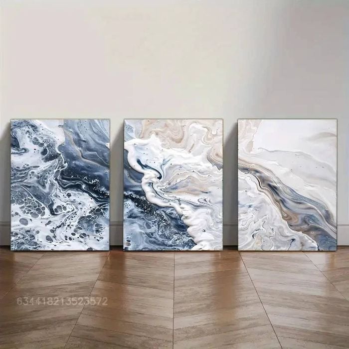 3pcs Blue And White Wall Art  Print 100% Australian Made 3 x 40x60cm (Metal Print)