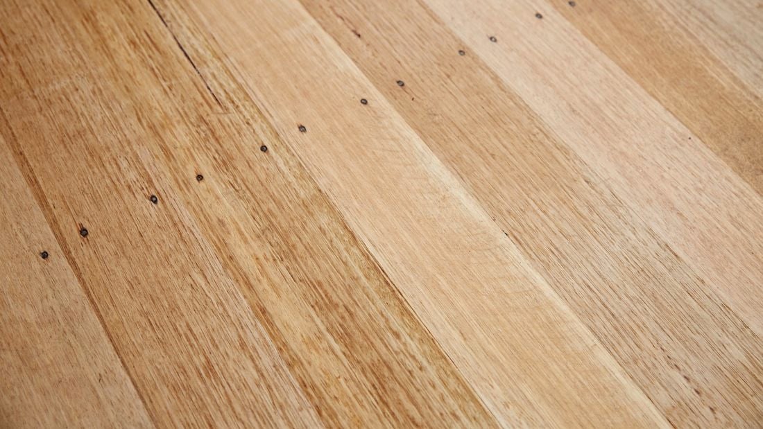 A newly cleaned hardwood timber floor