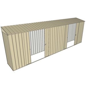 Build-a-Shed 0.8 x 6 x 2m Skillion Shed with Dual Double Sliding Side Doors - Cream