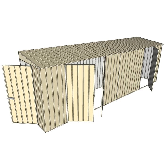 Build-A-Shed 1.2 x 6.0 x 2.0m Tunnel Shed Tunnel Hinged Door with 3 Hinged Side Doors - Cream