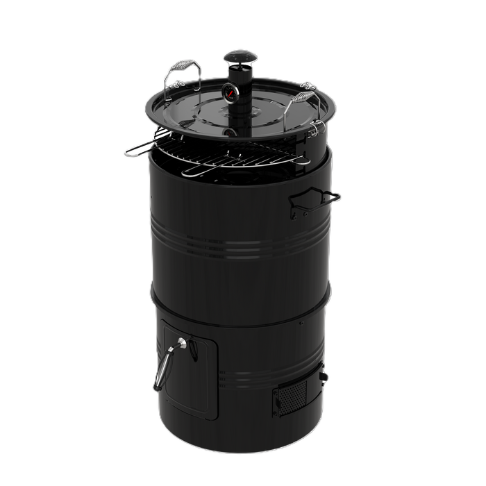 Jumbuck 45cm Black Charcoal Drum BBQ & Smoker