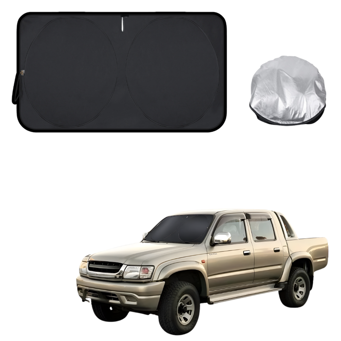 Front Windscreen Sun Shade for Toyota Hilux Double Cab 1997 - 2005 - Standard 150 x 85 cm - Black