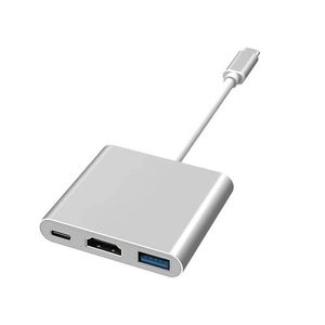 SplendidLiving Type C to USB-C HDMI USB 3.0 Adapter Converter Cable 3 in 1 Hub For MacBook Pro