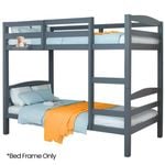 KINGSTON SLUMBER Single Bunk Bed Frame, Solid Pine 2-in-1 Modular Design, For Kids, Grey