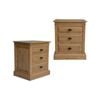 Jade Set of 2 Bedside Table 3 Drawers Storage Cabinet Nightstand - Natural