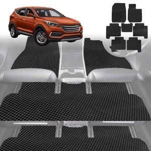 6D Diamond Car Floor Mats for Hyundai Santa Fe 2012-2018-Ultimate Set-Black-Outback GT