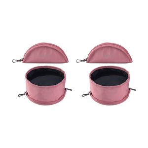 2x Sachi Pupbowl Travelling Portable Folding Dog Feeding Bowl Blush