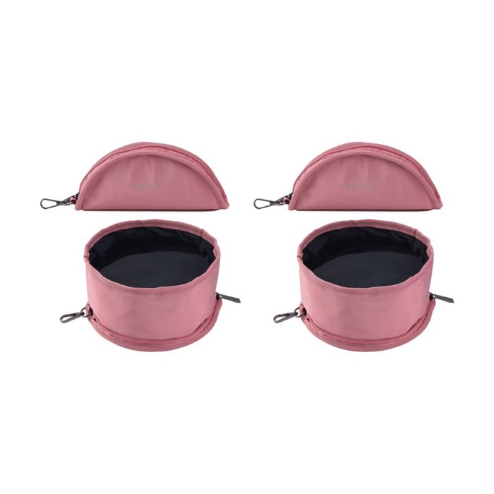 2x Sachi Pupbowl Travelling Portable Folding Dog Feeding Bowl Blush