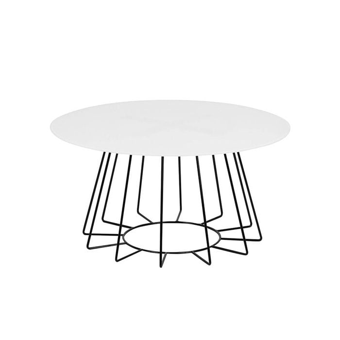 Modern Furniture CYRUS Glass Coffee Table 80cm - White & Black