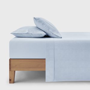 Dreamaker Bonnie Washed Cotton Sheet Set Sky Double Bed