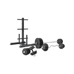 CORTEX 90kg EnduraCast Barbell Weight Set with Weight Tree